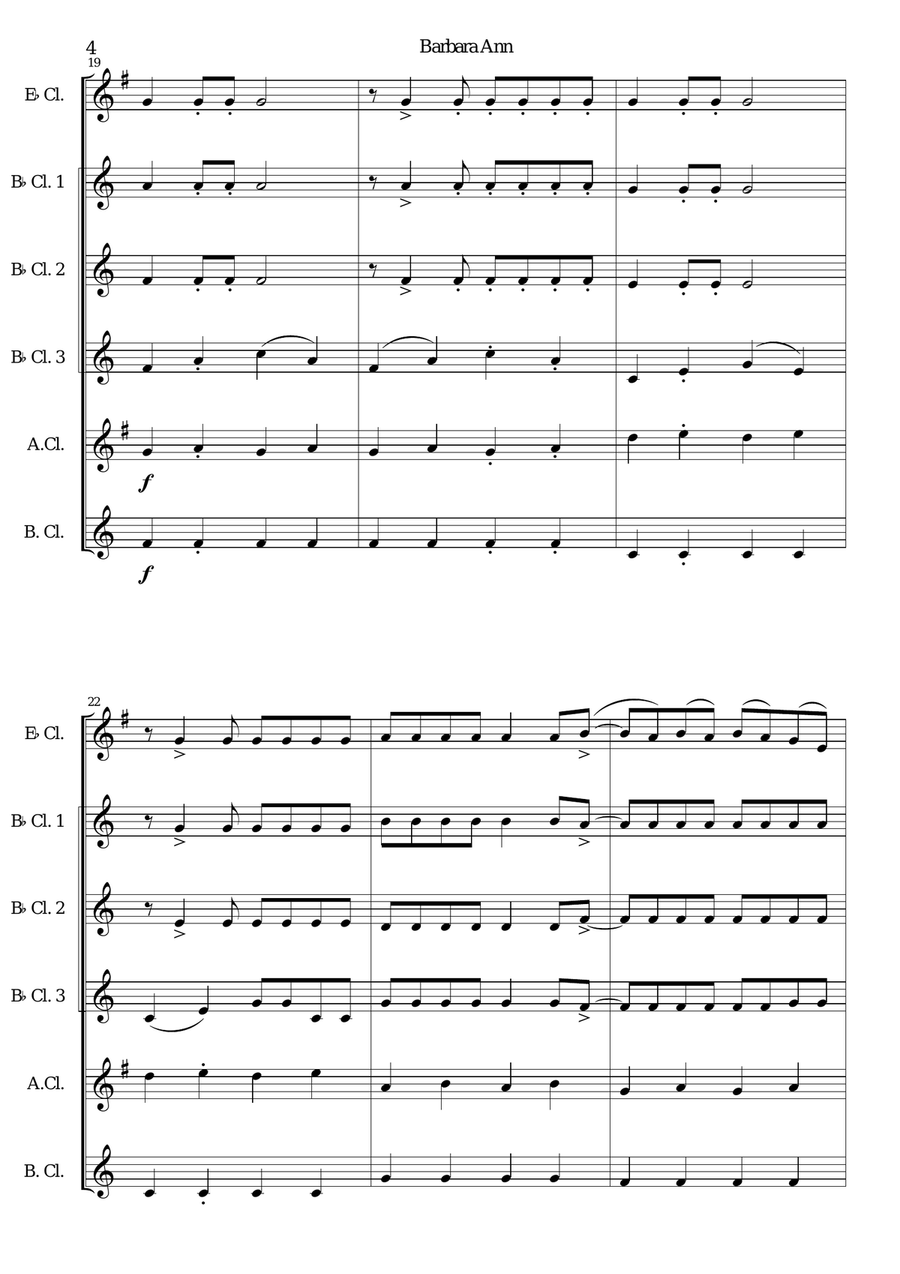 Barbara Ann Barbara Ann Woodwind Ensemble scores gallery preview page 4