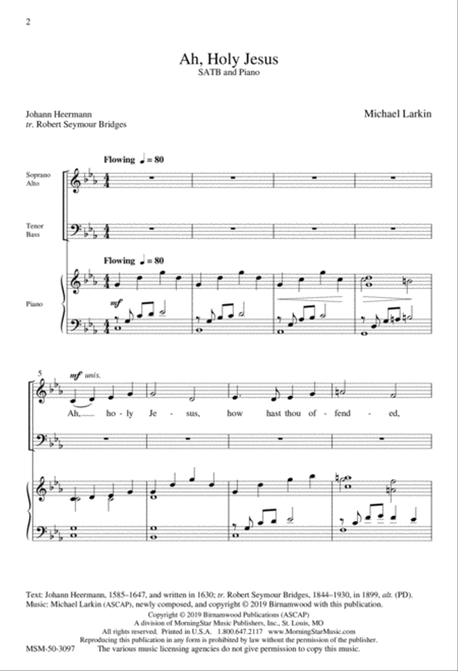 Ah, Holy Jesus 4-Part scores gallery preview page 1