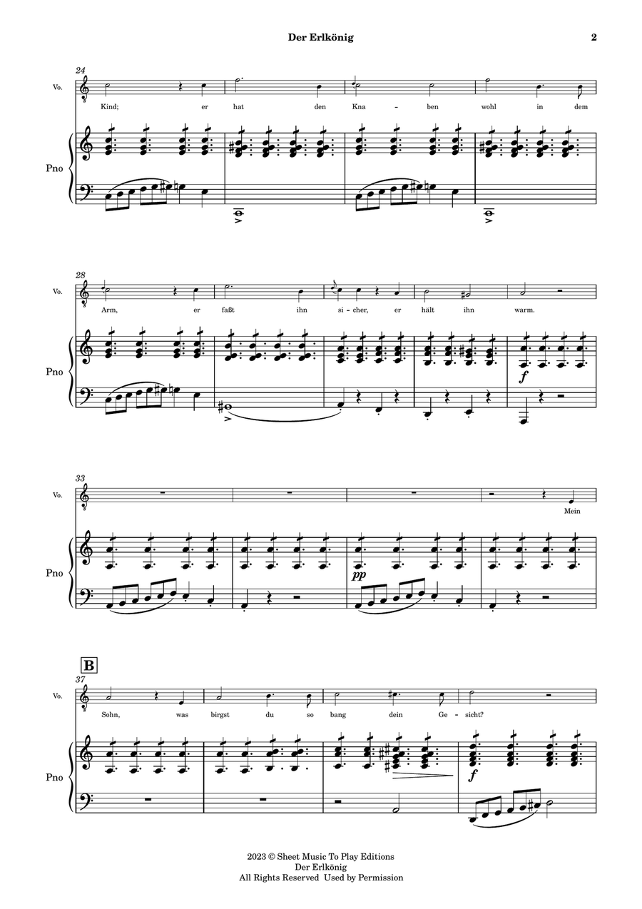 Der Erlkönig by Schubert - Voice and Piano - A minor (Full Score and Parts) Piano, Vocal scores gallery preview page 3