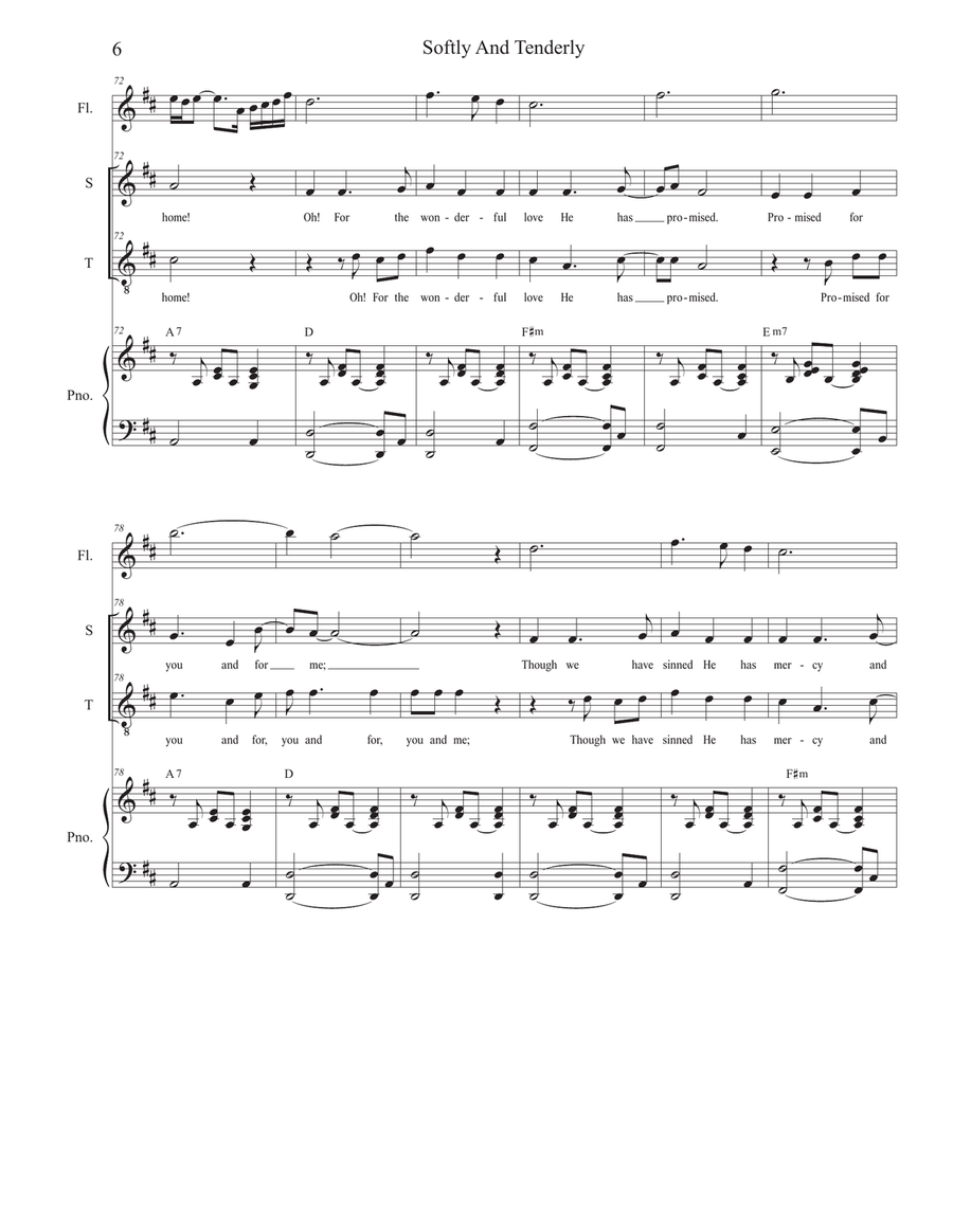 Softly And Tenderly (Duet for Soprano and Tenor Solo) Tenor Voice scores gallery preview page 6