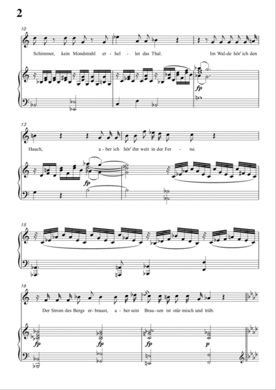 Schubert-Die Nacht in a minor,D.534,for Vocal and Piano Voice scores gallery preview page 3