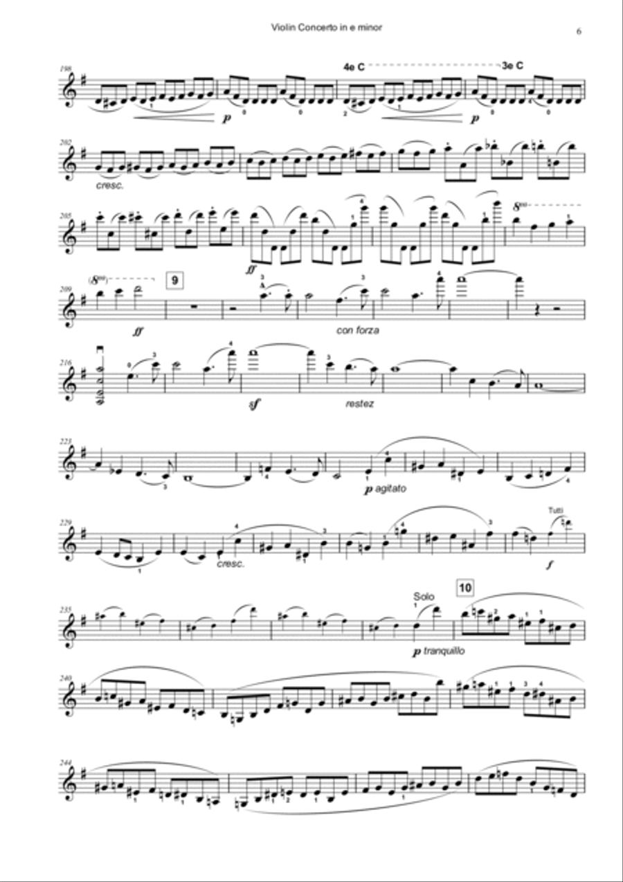 Mendelssohn : Violin Concerto in E minor Op.64 Movement 1 Violin Solo scores gallery preview page 5