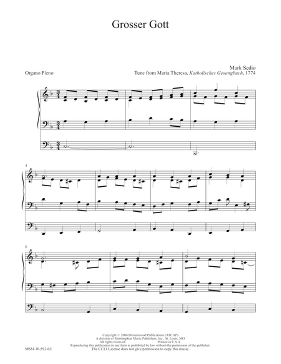 Grosser Gott Grosser Gott Organ scores gallery preview page 1