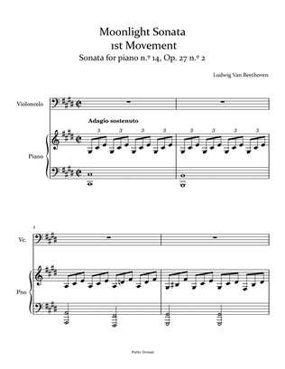 Book cover for Moonlight Sonata - Cello and Piano - 1st movement