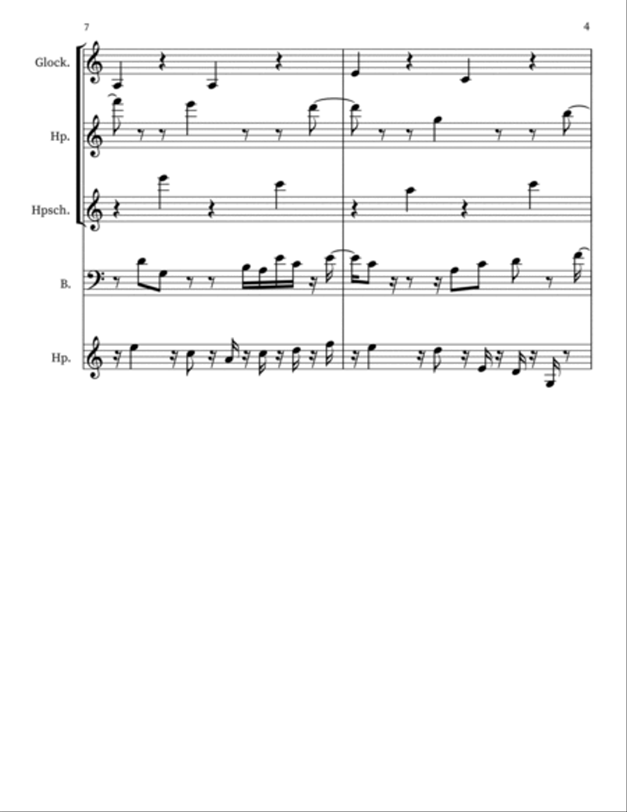 Z 122 for glockenspiel, harps, harpsichord, upright bass Double Bass scores gallery preview page 4