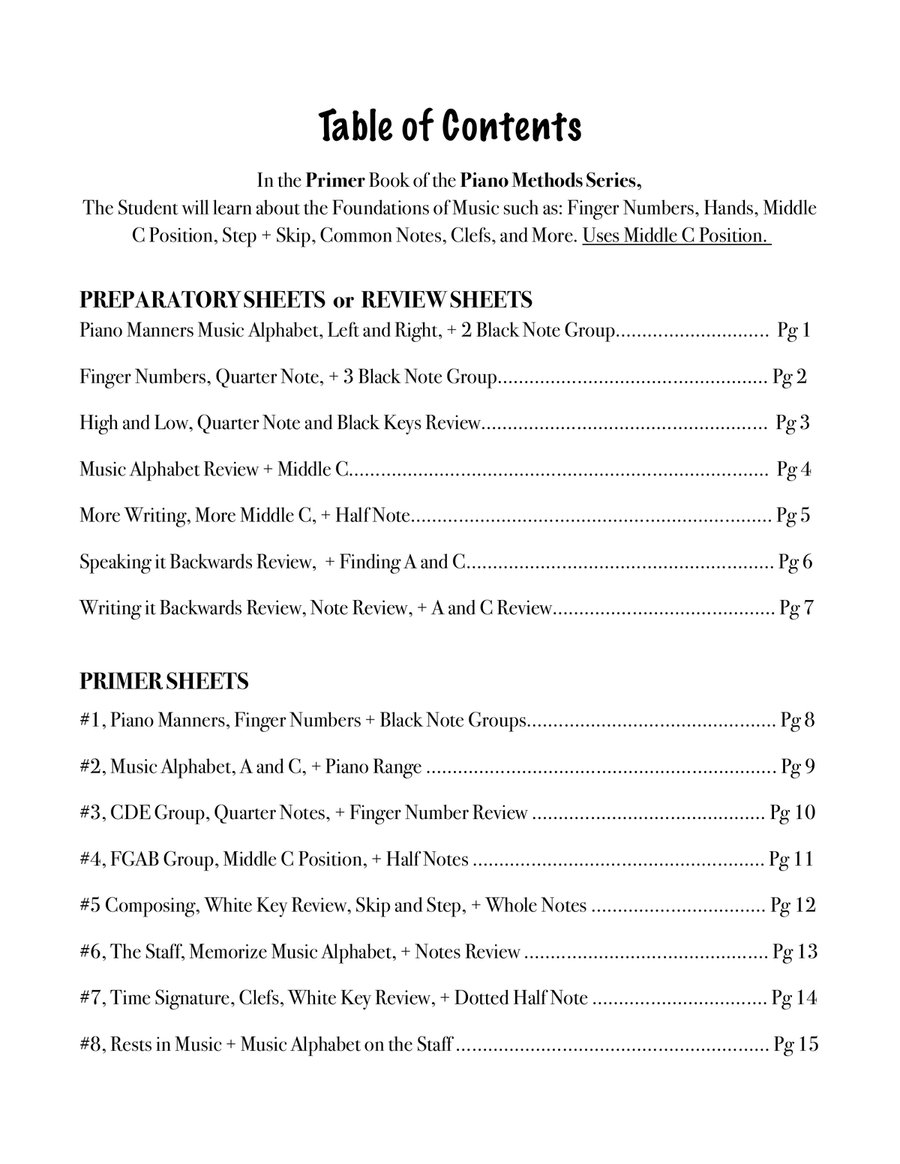 Notes and Keys Primer Piano Method scores gallery preview page 2