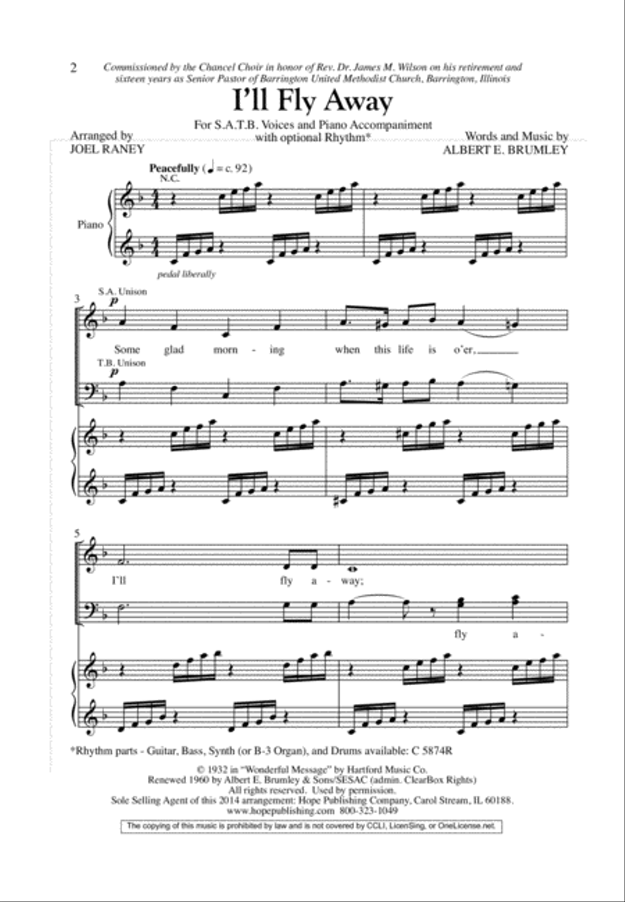 I'll Fly Away 4-Part scores gallery preview page 2