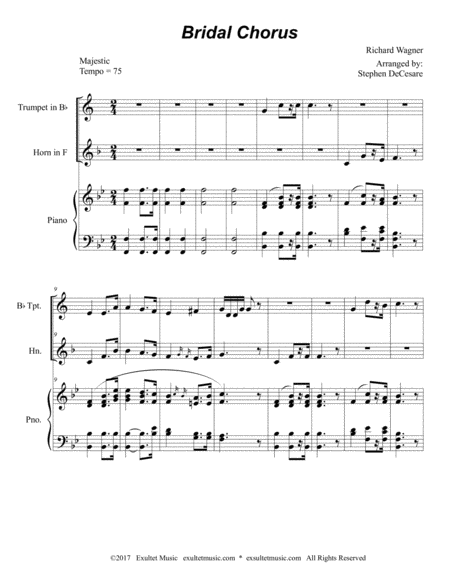 Bridal Chorus (Duet for Bb-Trumpet and French Horn - Piano Accompaniment) image number null