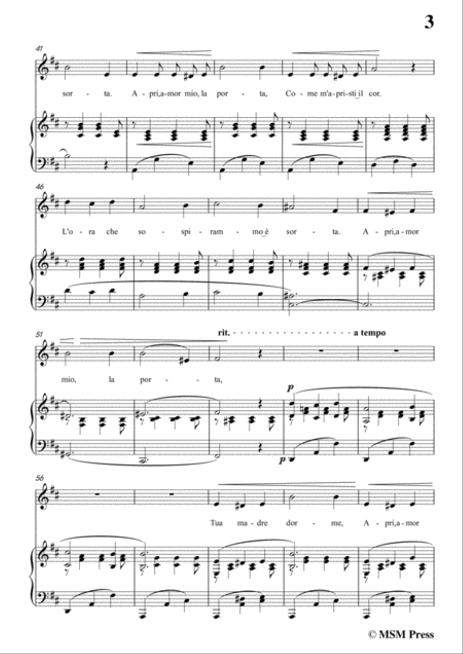 Tosti-Apri! In d minor,for Voice and Piano Voice Solo scores gallery preview page 5