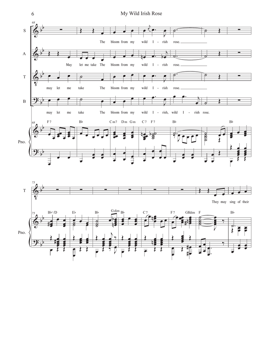My Wild Irish Rose (SATB) 4-Part scores gallery preview page 6