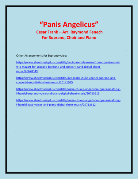 Panis Angelicus - Soprano (voice), Choir and Piano image number null