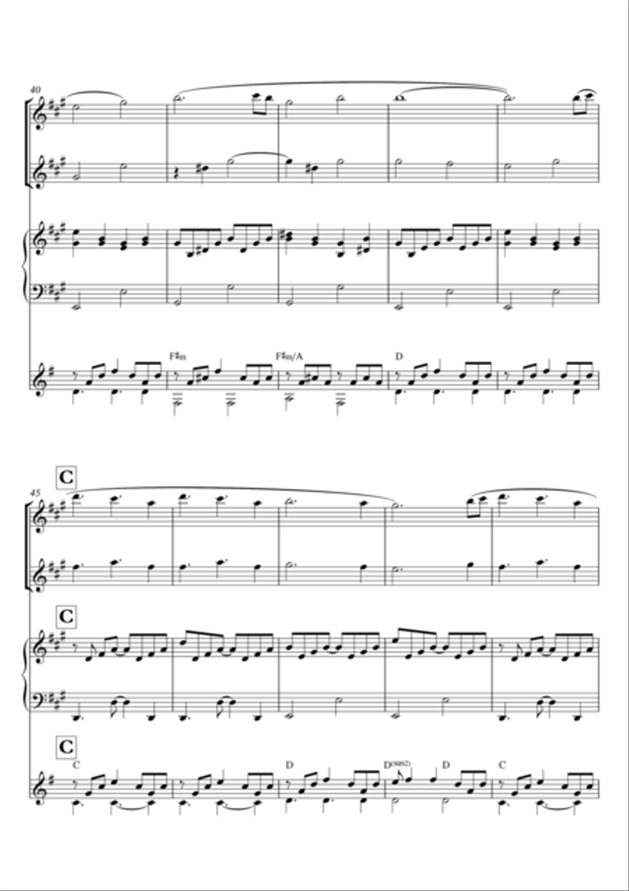 Instrumental Interlude 2'05 for 2 flutes, guitar and/or piano by Simon Peberdy Flute scores gallery preview page 6