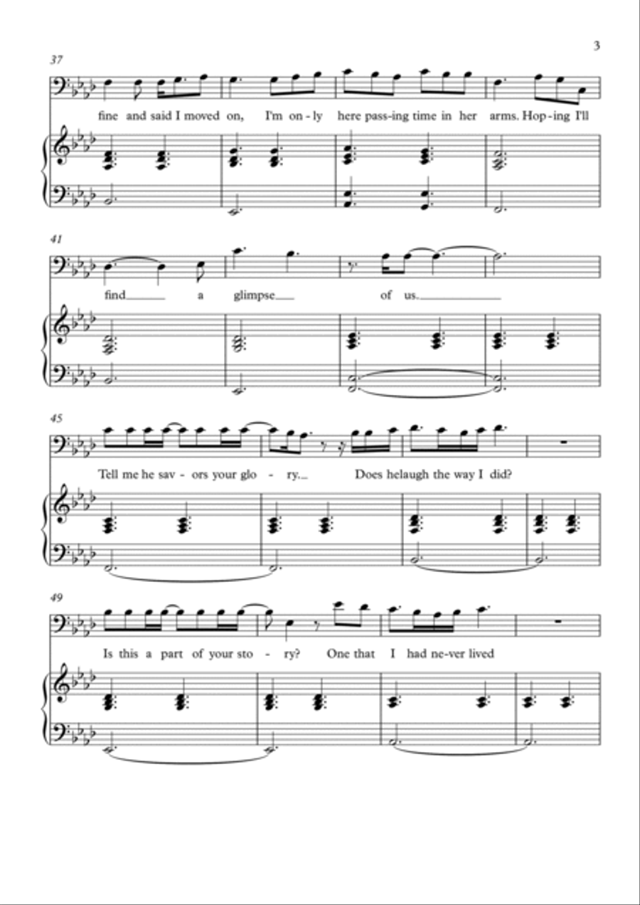 Glimpse Of Us Piano scores gallery preview page 3