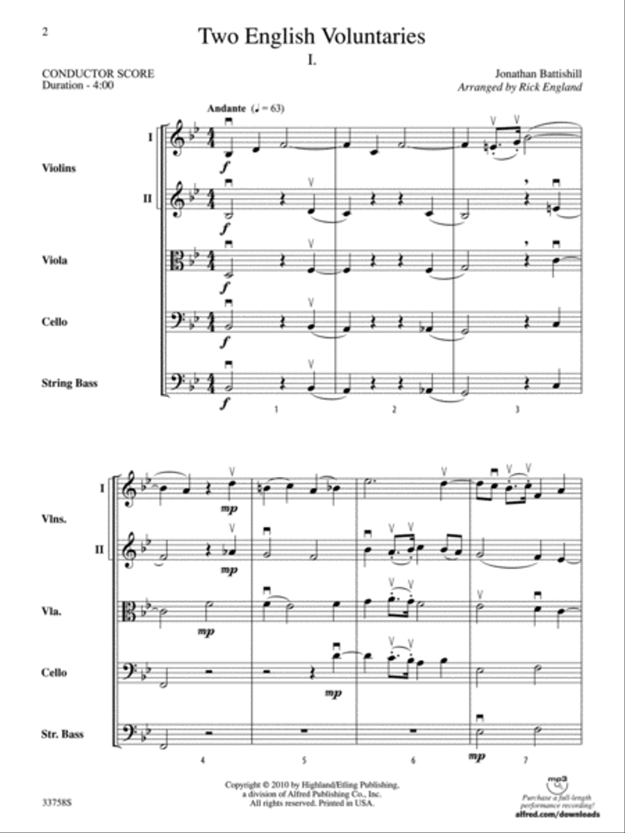 Two English Voluntaries String Orchestra scores gallery preview page 2