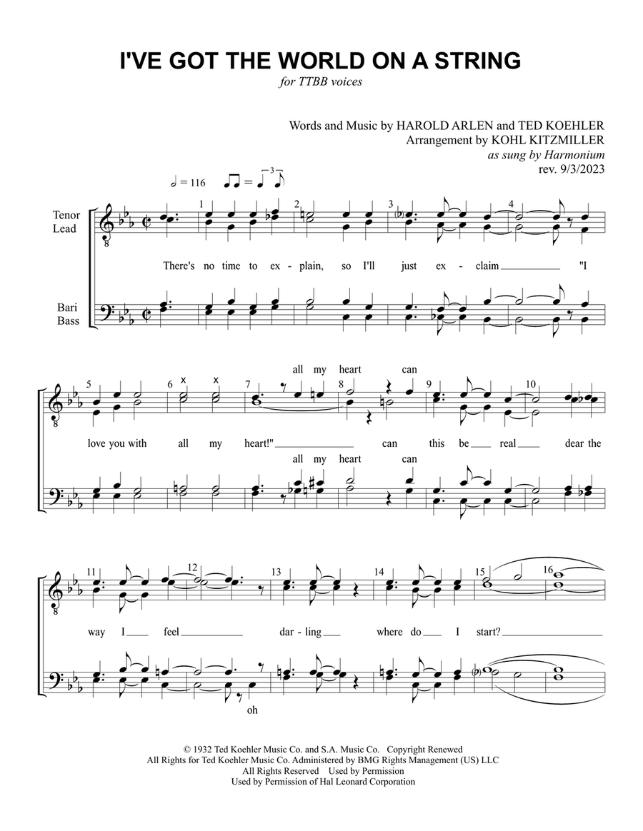 I've Got The World On A String TTBB scores gallery preview page 2