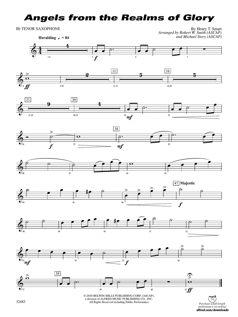 Angels from the Realms of Glory: B-flat Tenor Saxophone