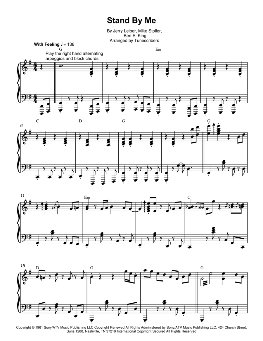 Stand By Me Piano Solo scores gallery preview page 1