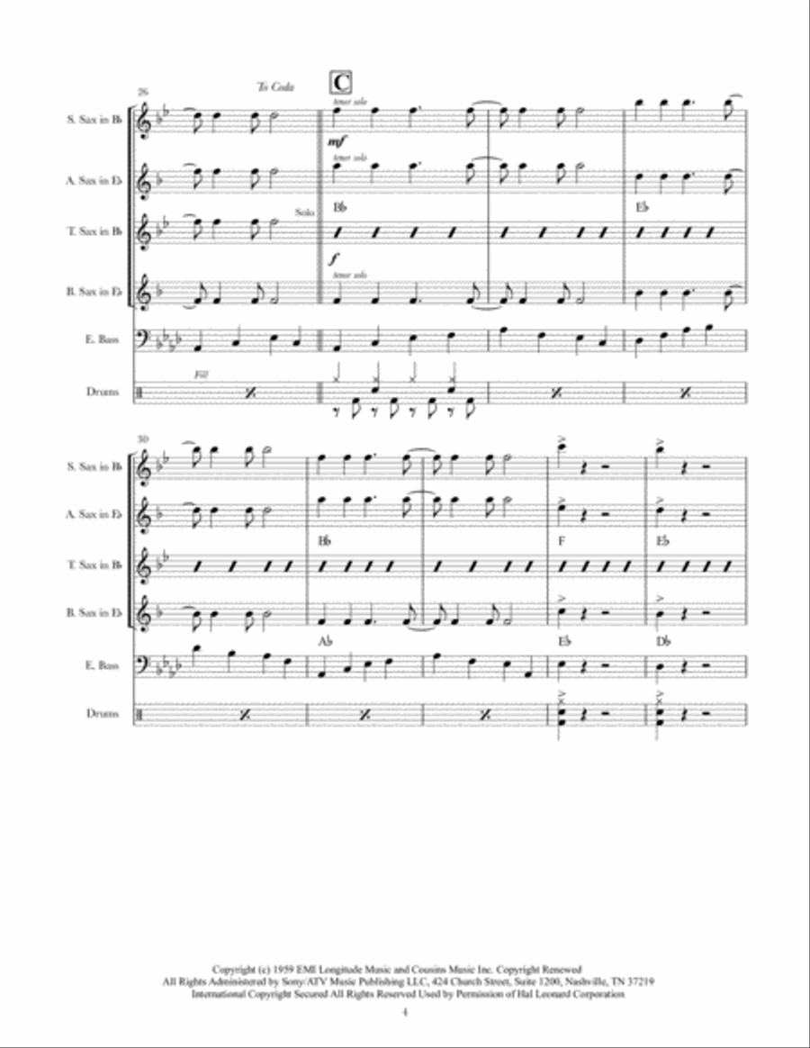 Barbara Ann Saxophone Quartet scores gallery preview page 4