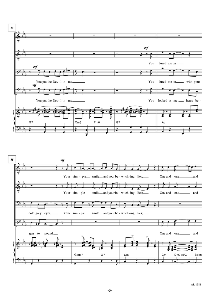 My Angel Put The Devil In Me TTBB scores gallery preview page 5