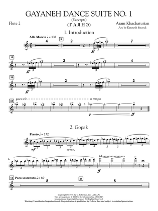 Book cover for Gayenah Dance Suite No. 1 (Excerpts) (arr. Kenneth Snoeck) - Flute 2