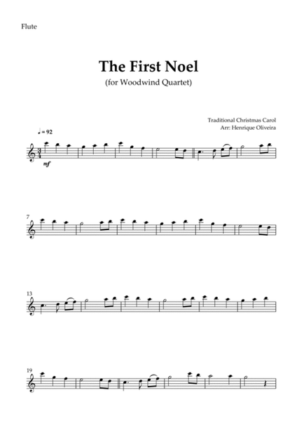 The First Noel (Woodwind Quartet) - Intermediate Level image number null