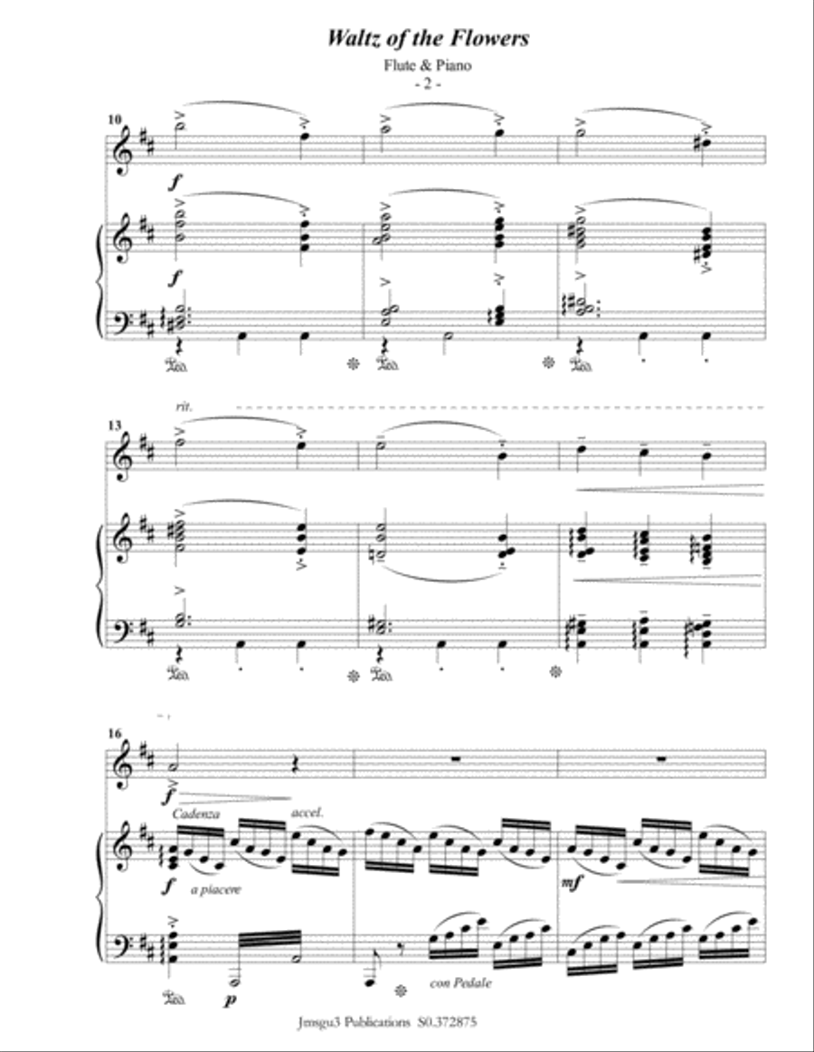 Tchaikovsky: Waltz of the Flowers from Nutcracker Suite for Flute & Piano Flute Solo scores gallery preview page 3