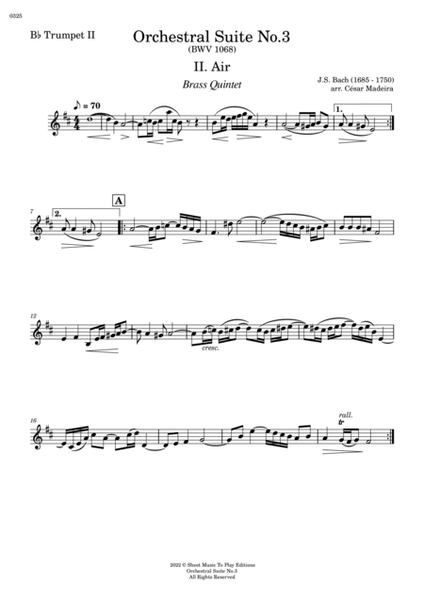 Air on G String - Brass Quintet (Individual Parts) image number null