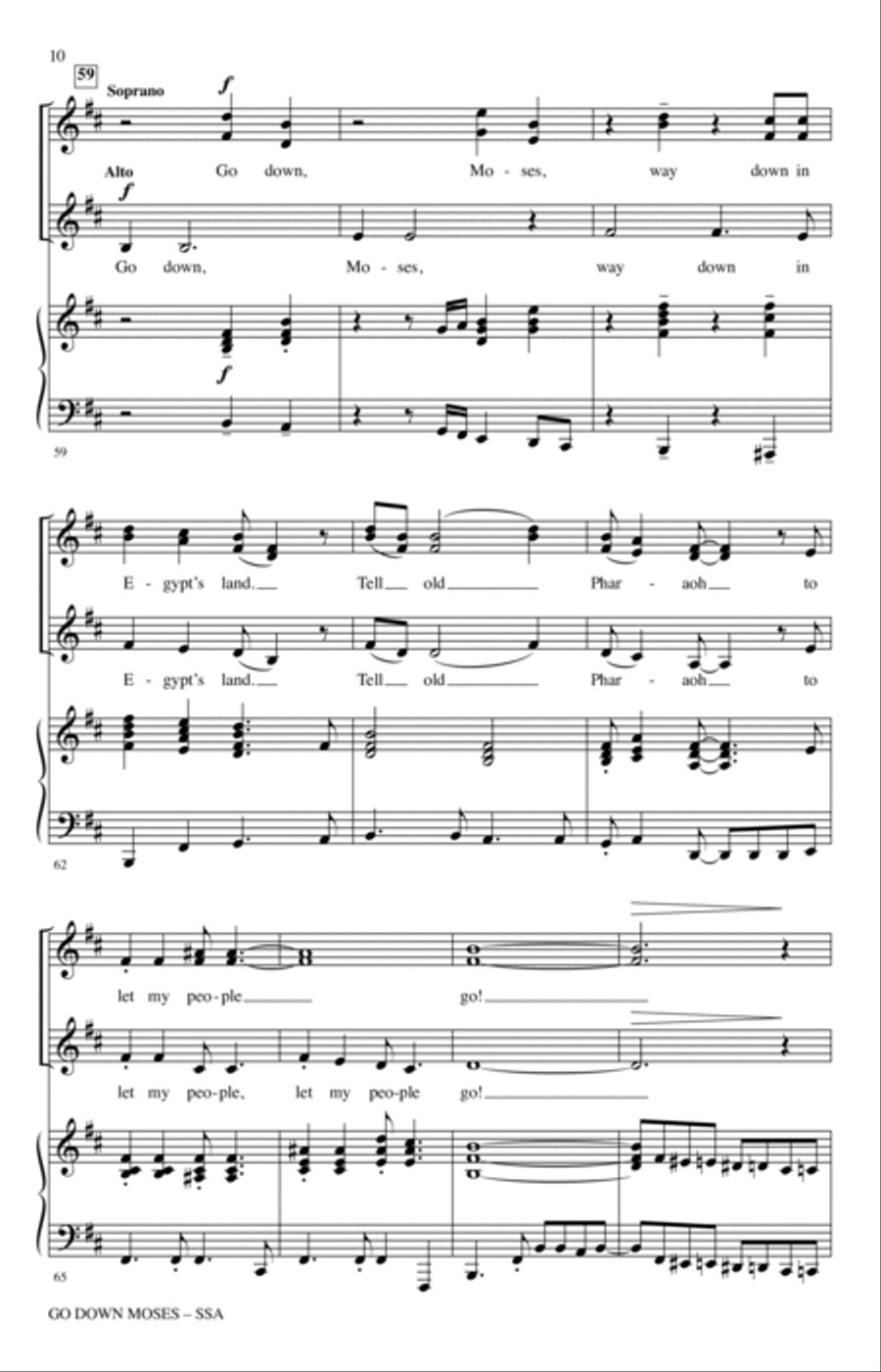 Go Down, Moses (arr. Kirby Shaw) SSA scores gallery preview page 8