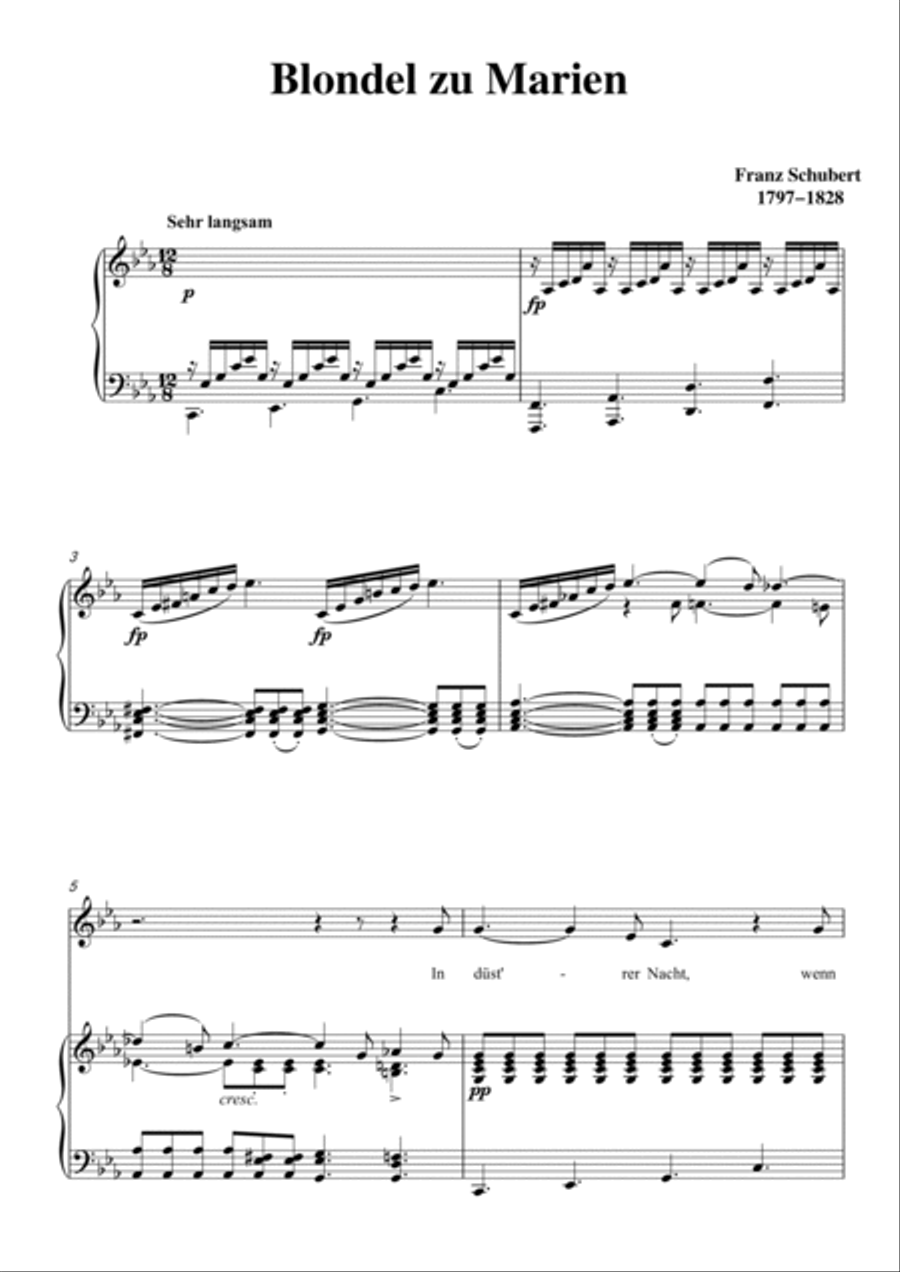 Schubert-Blondel zu Marien in c minor,for Vocal and Piano Voice scores gallery preview page 2