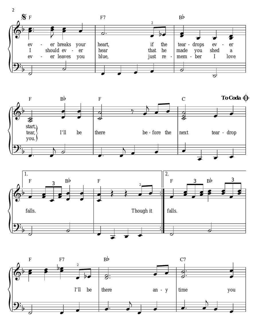 Before The Next Teardrop Falls Easy Piano scores gallery preview page 2