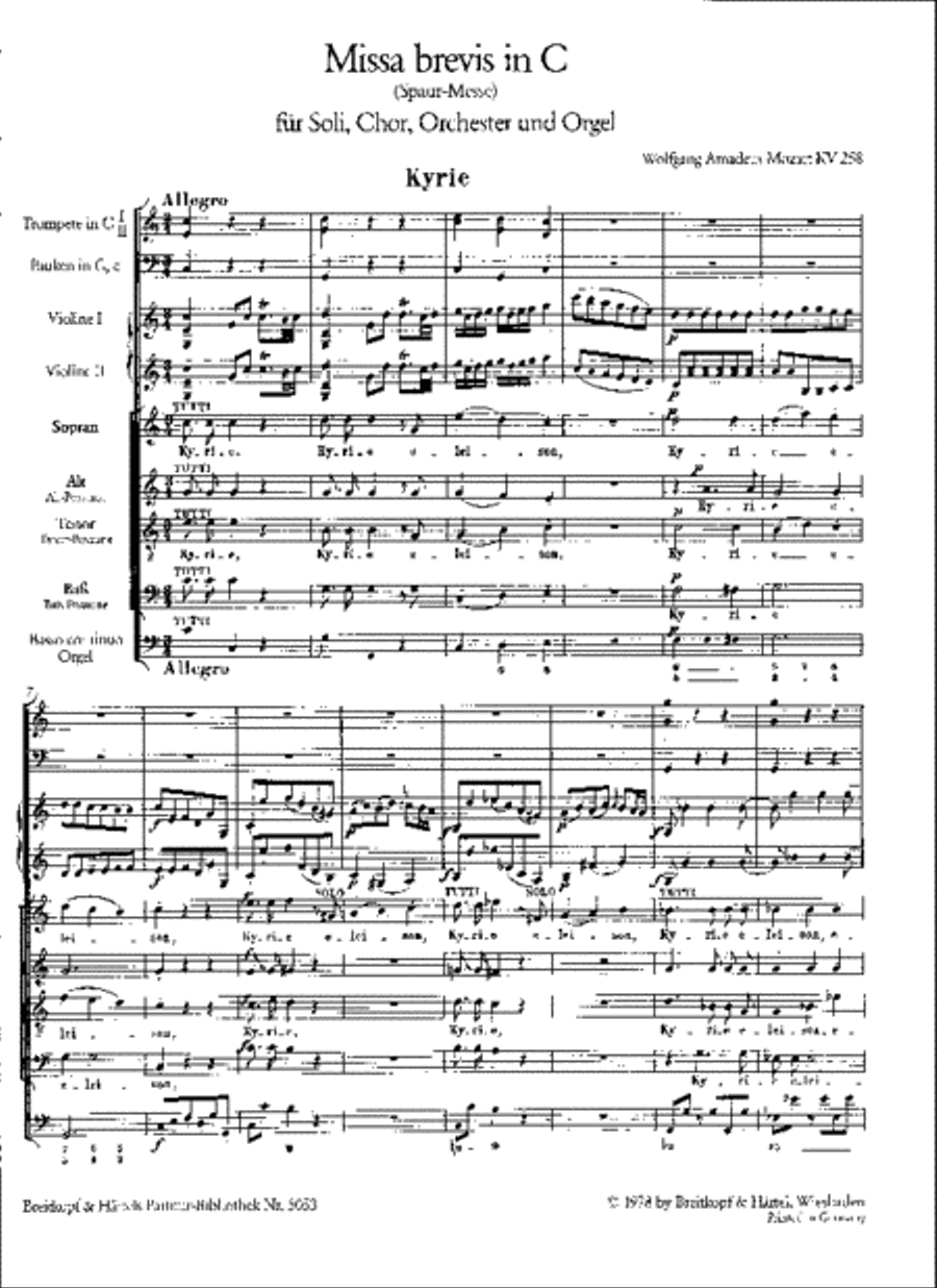 Missa brevis in C K. 258 4-Part scores gallery preview page 2