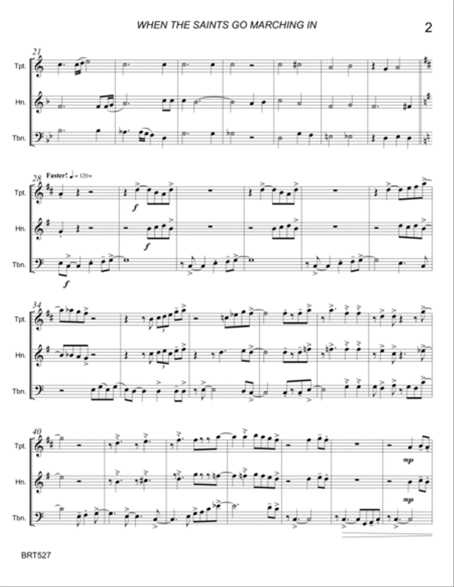 WHEN THE SAINTS GO MARCHING IN - BRASS TRIO (unaccompanied) Brass Trio scores gallery preview page 2
