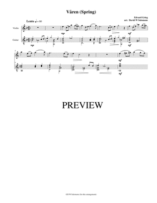Book cover for Våren (Spring) for violin and guitar