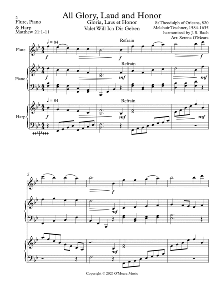 All Glory, Laud and Honor Trio for Flute, Harp and Piano image number null