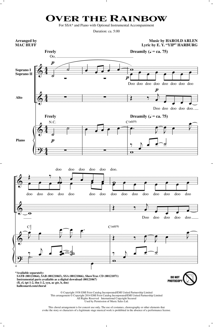 Over The Rainbow SSA scores gallery preview page 1