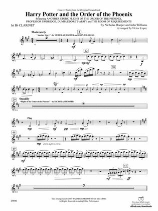 Harry Potter and the Order of the Phoenix, Concert Suite from: 1st B-flat Clarinet
