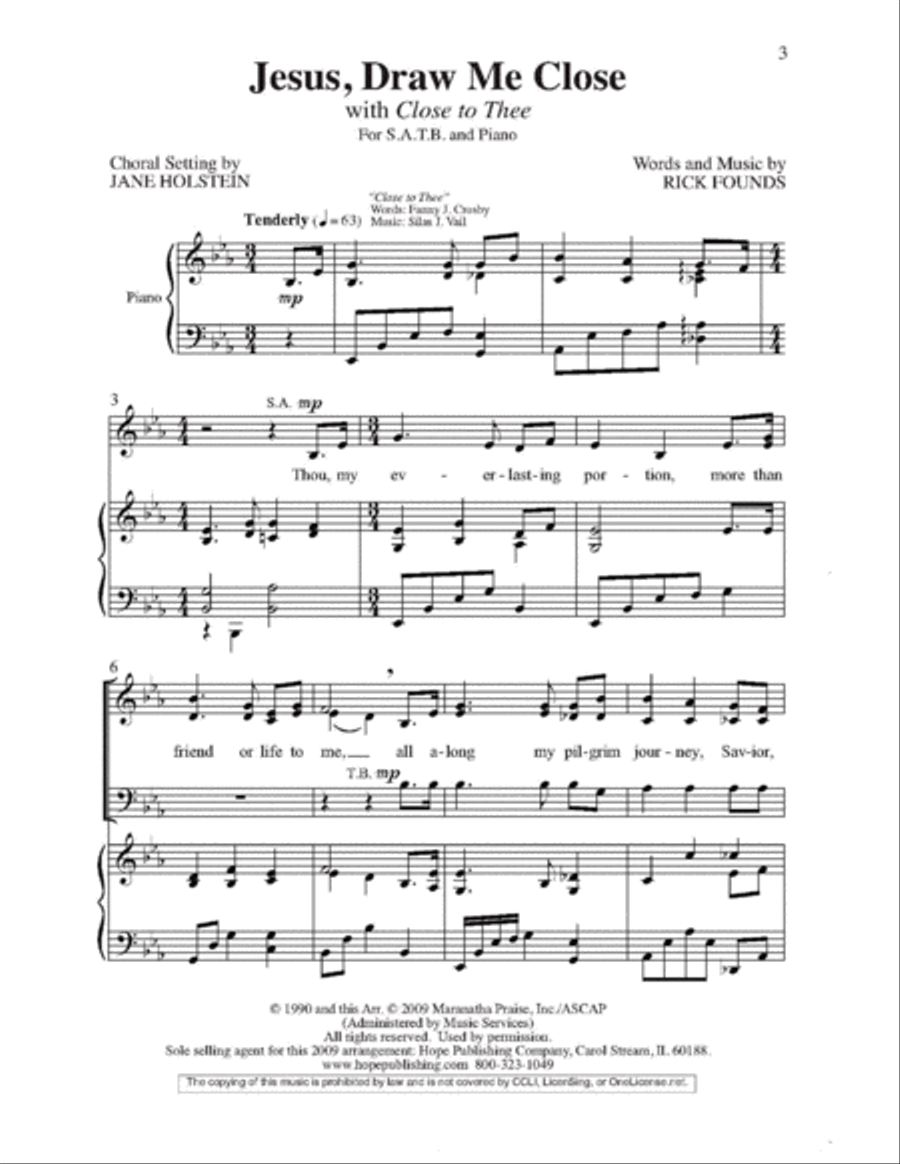 Jesus, Draw Me Close with Close to Thee 4-Part scores gallery preview page 2