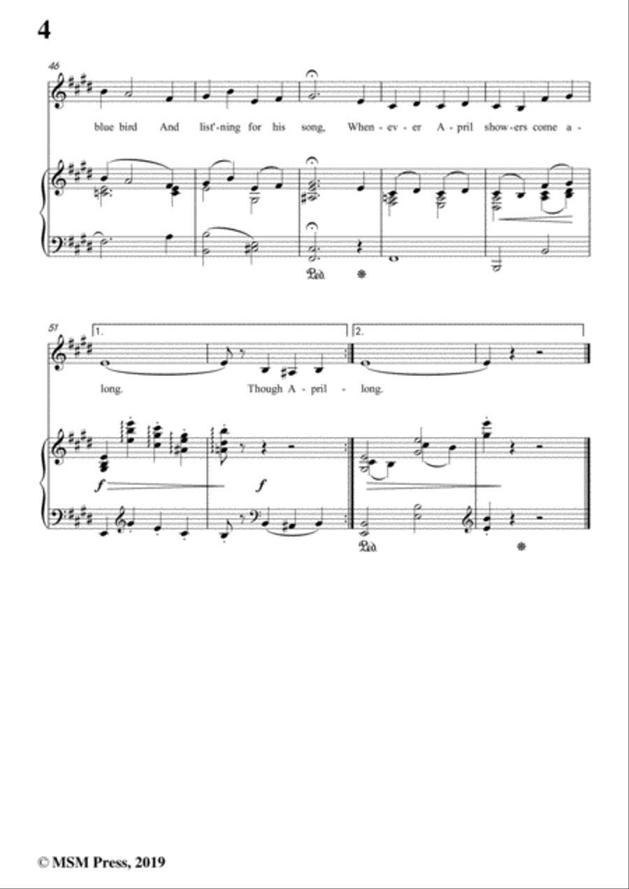 Louis Silvers-April Showers,in E Major,for Voice&Piano Voice scores gallery preview page 6