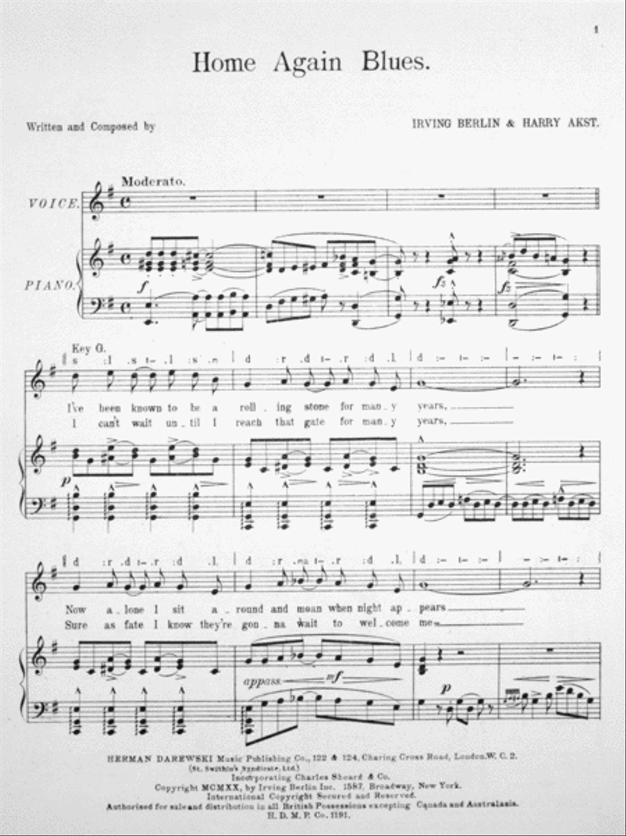 Home Again Blues. Fox Trot Song Voice scores gallery preview page 2