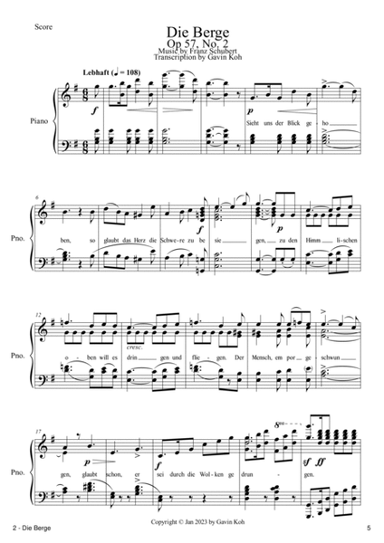 Schubert Song Transcriptions for Solo Piano: Op. 57 image number null