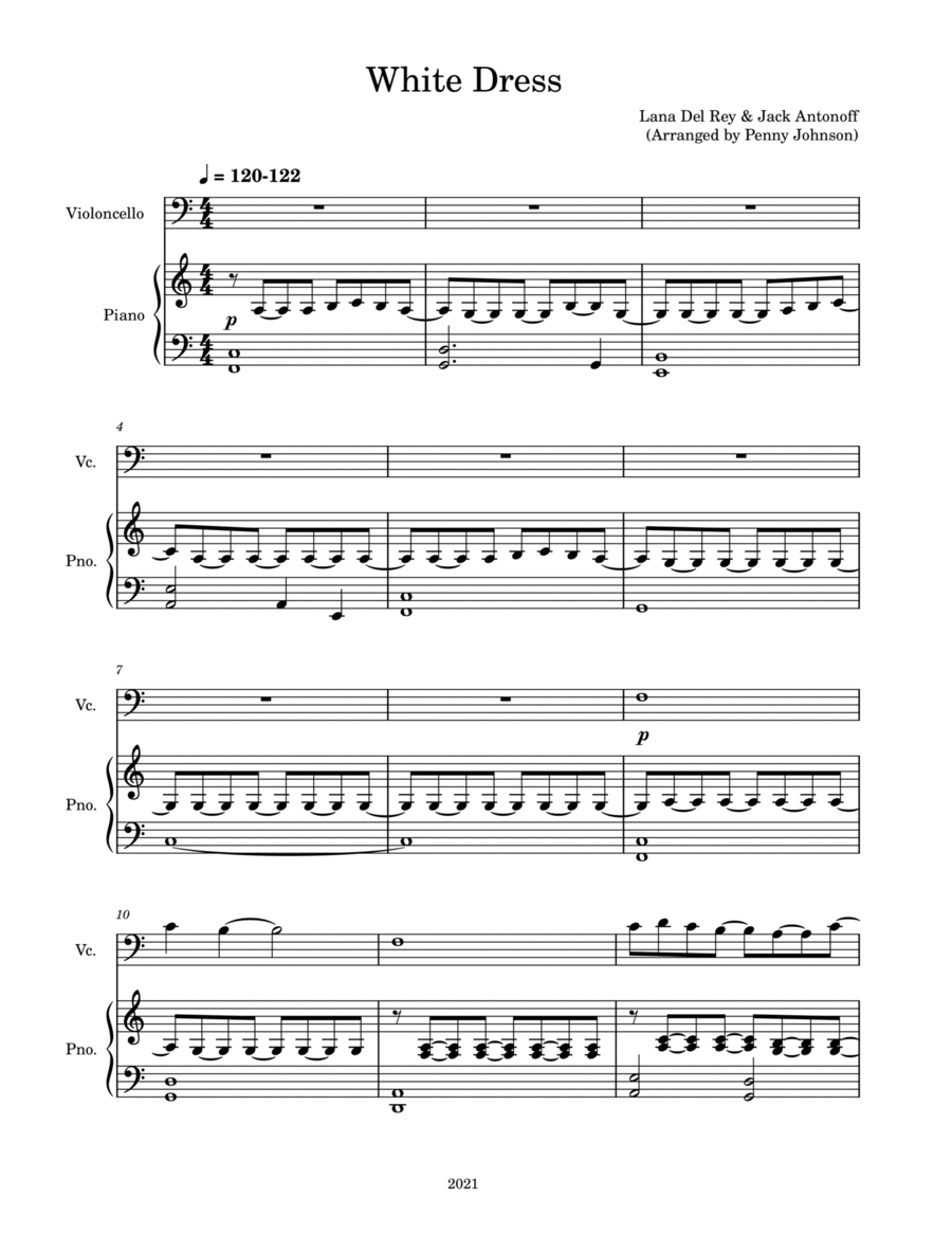 White Dress String Duet scores gallery preview page 1