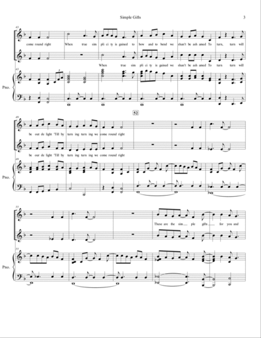 Simple Gifts - SA Choir SA scores gallery preview page 3
