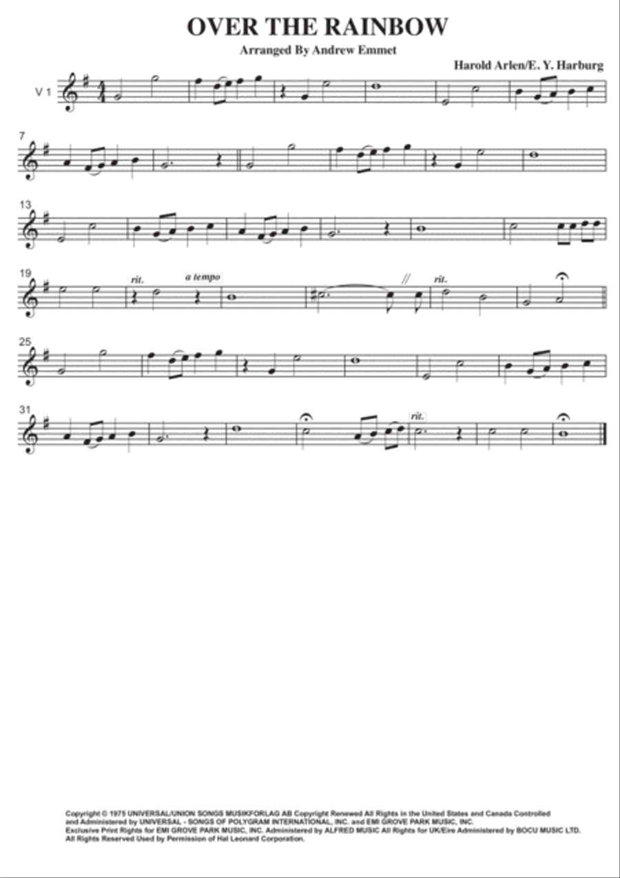 Over The Rainbow (from The Wizard Of Oz) String Quartet scores gallery preview page 1