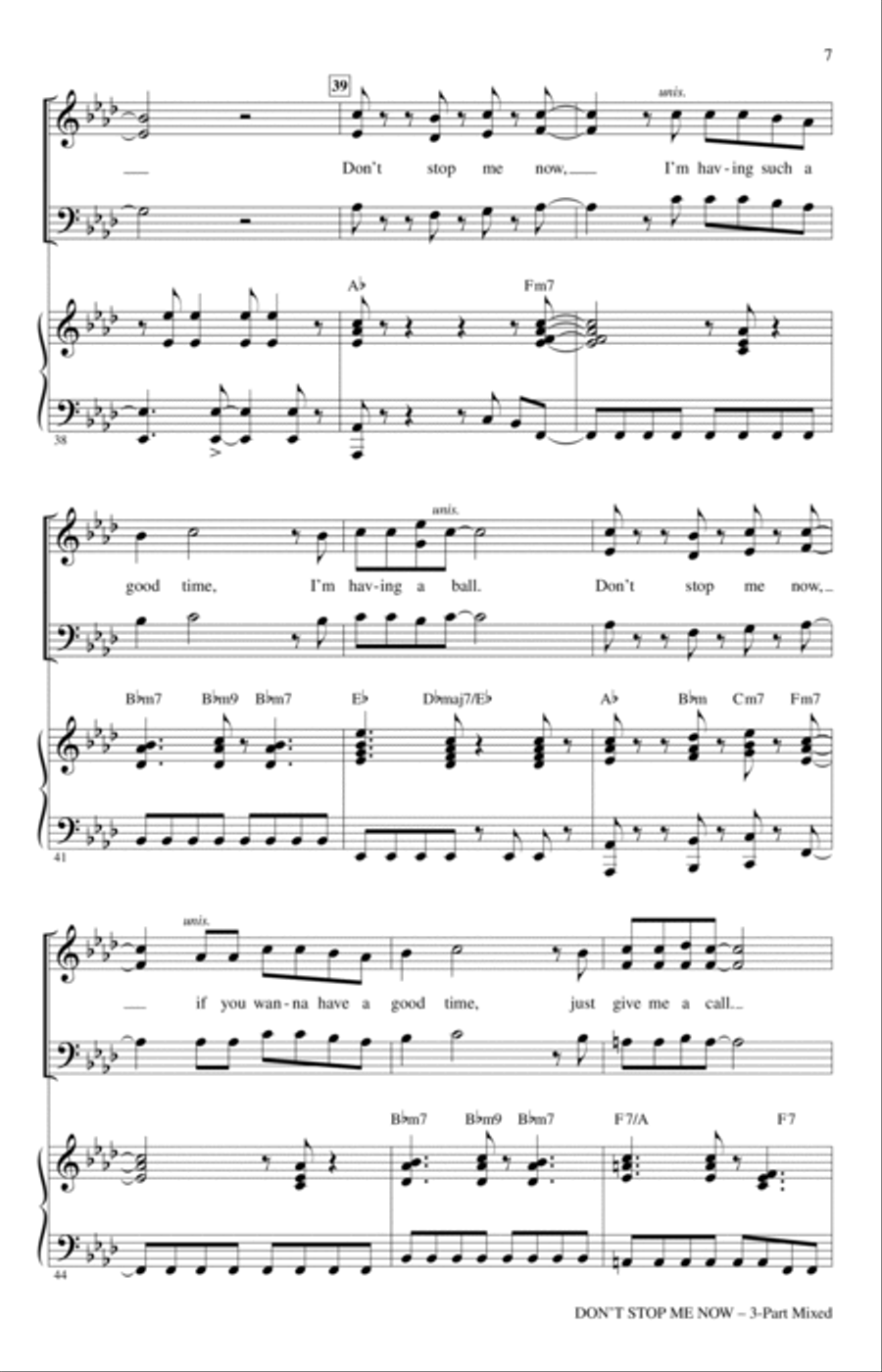 Don't Stop Me Now (arr. Mark Brymer) 3-Part scores gallery preview page 6