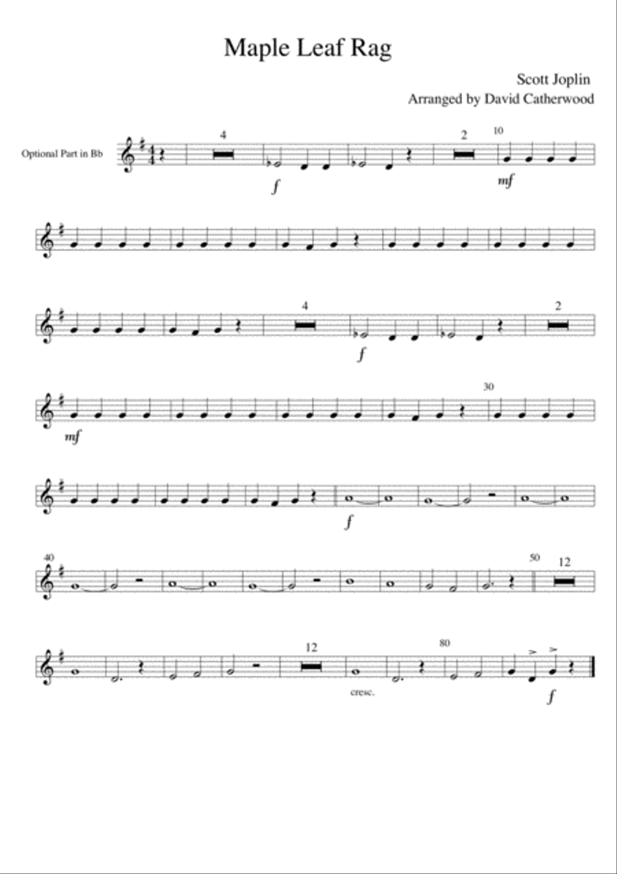Maple leaf Rag by Scott Joplin arranged for flexible ensemble by David Catherwood Concert Band scores gallery preview page 3