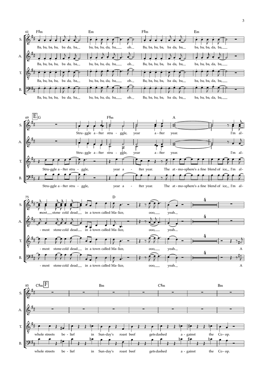 Town Called Malice 4-Part scores gallery preview page 3