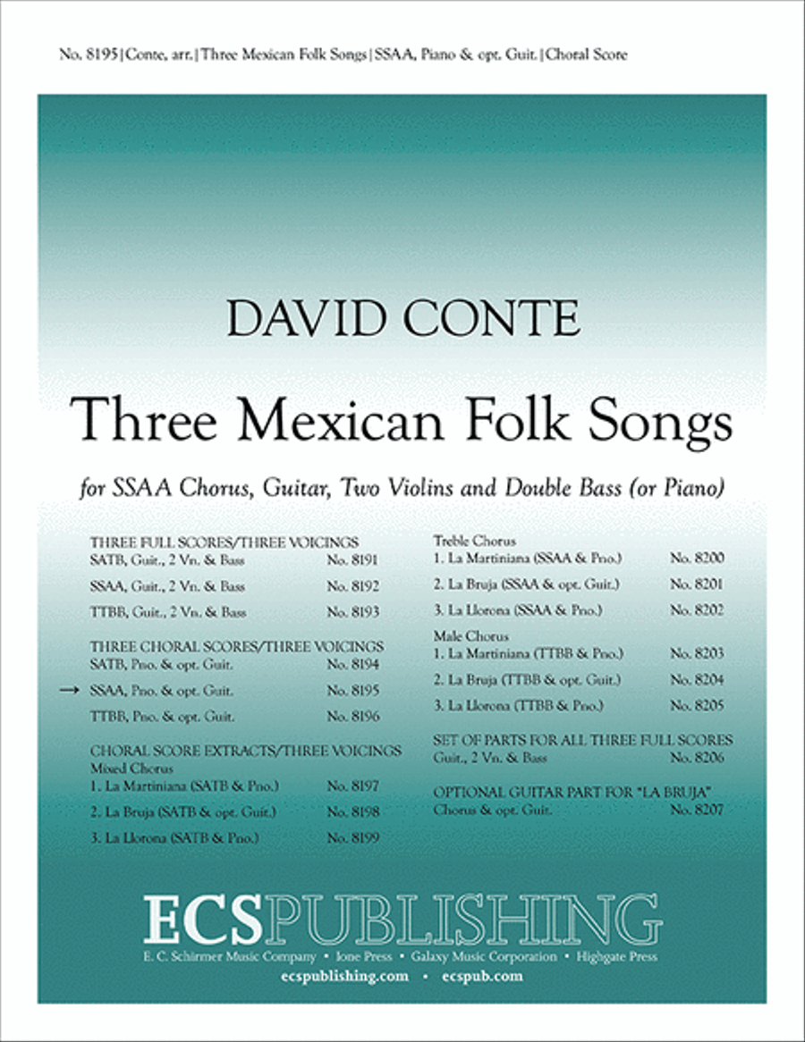 Three Mexican Folk Songs SSAA scores gallery preview page 1