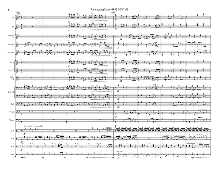 Hips Don't Lie Marching Band scores gallery preview page 4