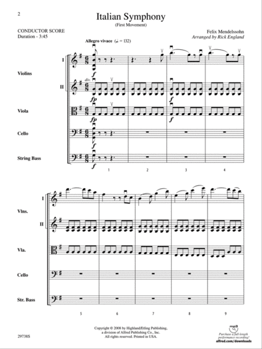 Italian Symphony (First Movement) String Orchestra scores gallery preview page 2