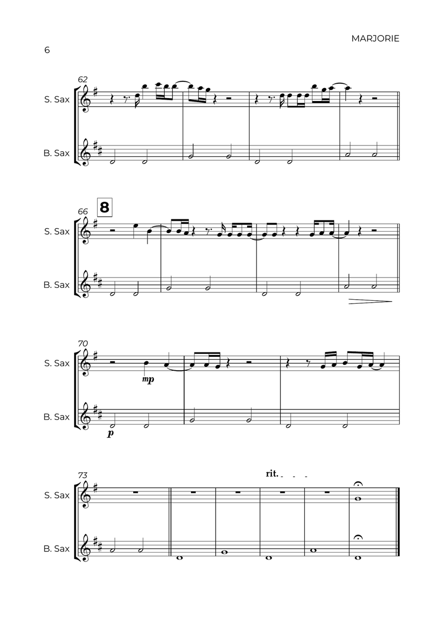 Marjorie Soprano Saxophone scores gallery preview page 6